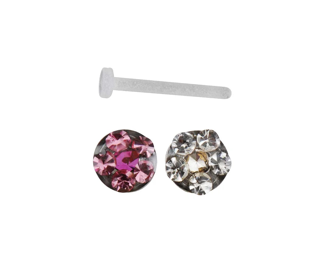 Studex 20G Nose Bone Dais/Cryst/RoseFuchsia S/S